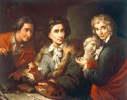 Selfportrait with his two students Antonio Florian and Giuseppe Pedrini Maggiotto, Domenico